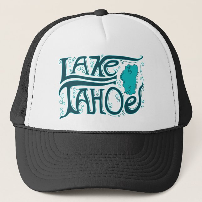 Gezeichnetes Logo Lake Tahoe Hand Truckerkappe (Vorderseite)