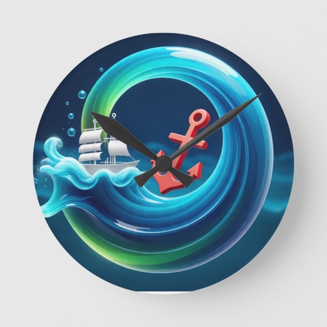 Gezeitenkraft Runde Wanduhr (Vorderseite)