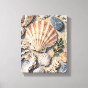 Gezeitenmuscheln auf Pergamentleinwand Leinwanddruck