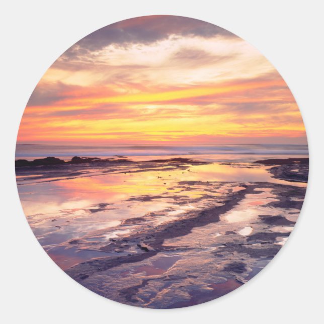 Gezeitentümpel an den Sunset Cliffs Runder Aufkleber (Vorderseite)