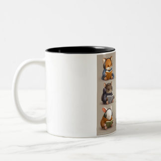 Gezellige tierische Freunde lesen und entspannen Zweifarbige Tasse