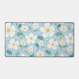 Gezielte Pastellblaue Blumen-Ästhetik-Schreibtisch Schreibtischunterlage