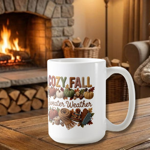Gezittertes Herbstpullover-Wetter-Yarn-Art Kaffeetasse
