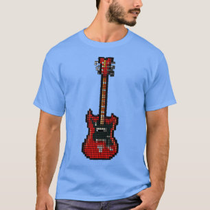 Gezogene Pixel Red 8-String Bass Guitar Upright T-Shirt