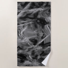 gezogene Quadrate, graue und schwarze Pinselstrich Strandtuch