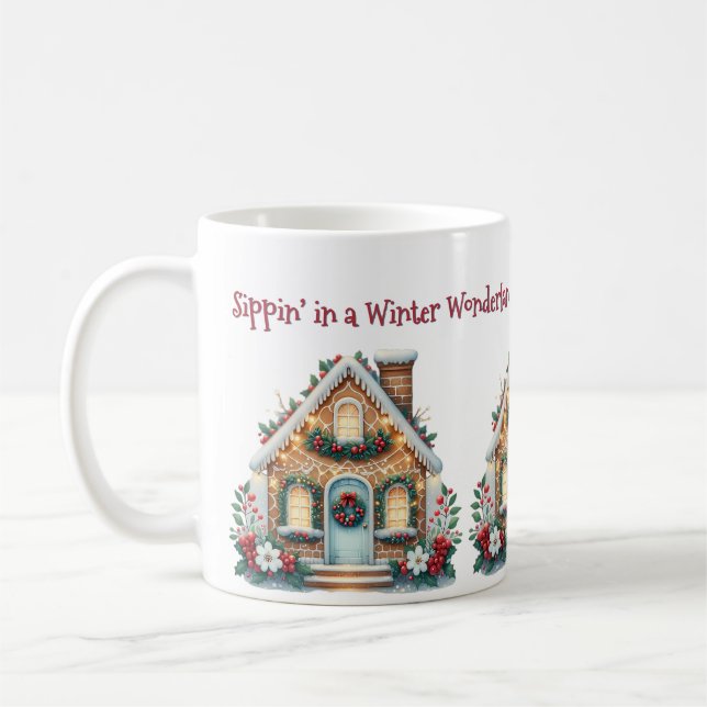 Gezuckertes Lebkuchenhäuschen - Illustration zur F Kaffeetasse (Links)