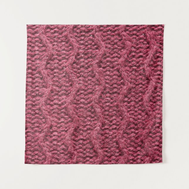 Gezwirnte Pullover-Textur, Kirsche lila. Wandteppich (Vorderseite)