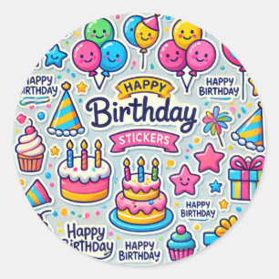 GFK-Aufkleber zum Geburtstag Runder Aufkleber