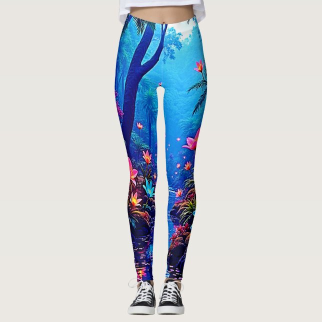 Gflüglerendes Dschungeloasis-Design Leggings (Vorderseite)