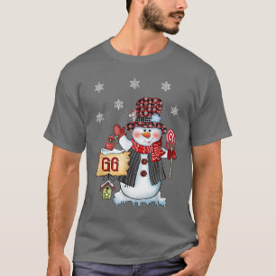 Gg Snowman Christmas Candy Cane Red Kariert Santa T-Shirt