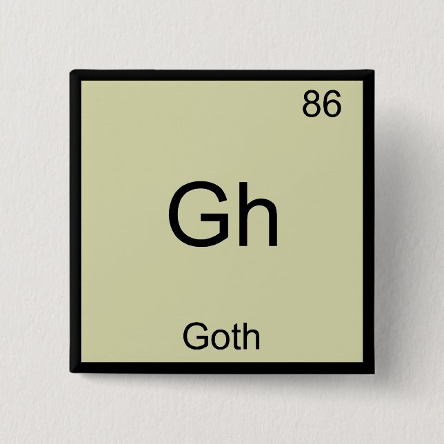 Gh - Goth Funny Chemistry Element Symbol T - Shirt Button (Vorderseite)