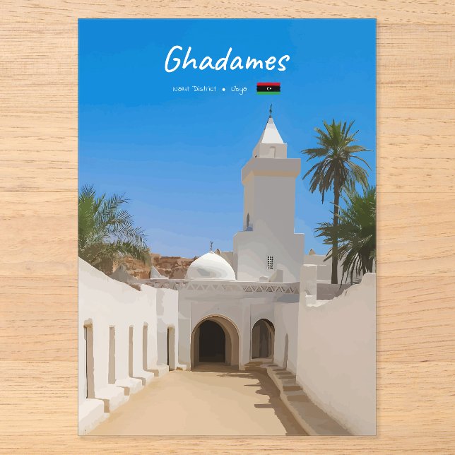 Ghadames, Libyen - Weiße Moschee Acryleinladungen (Vorderseite)