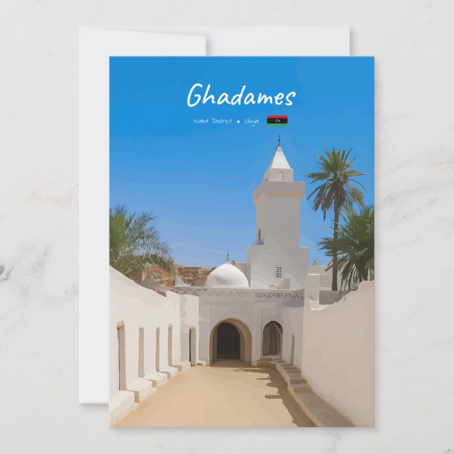 Ghadames, Libyen - Weiße Moschee Einladung (Vorderseite)