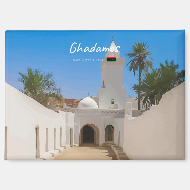Ghadames, Libyen - Weiße Moschee Magnet (Vorderseite)