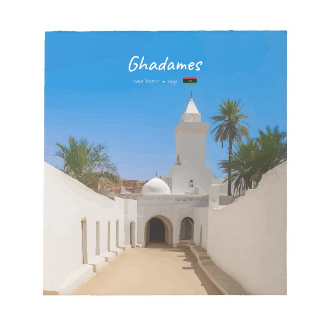 Ghadames, Libyen - Weiße Moschee Notizblock (Vorderseite)