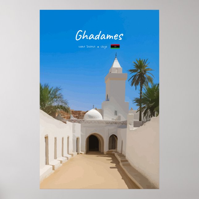 Ghadames, Libyen - Weiße Moschee Poster (Vorne)