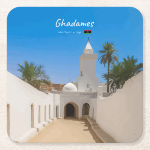 Ghadames, Libyen - Weiße Moschee Rechteckiger Pappuntersetzer