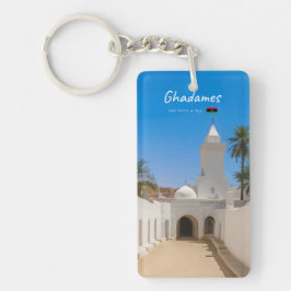 Ghadames, Libyen - Weiße Moschee Slim Schlüsselanhänger