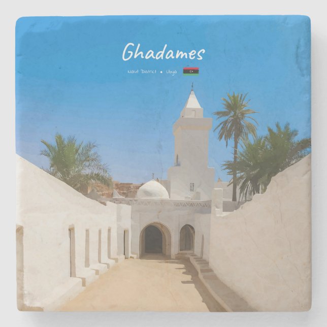 Ghadames, Libyen - Weiße Moschee Steinuntersetzer (Vorderseite)