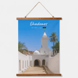 Ghadames, Libyen - Weiße Moschee Wandteppich Mit Holzrahmen