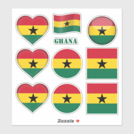 Ghana-Aufkleber & Ghanaische Flagge, Herz/Sport Aufkleber