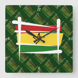 Ghana-Bürsten-Flagge Quadratische Wanduhr