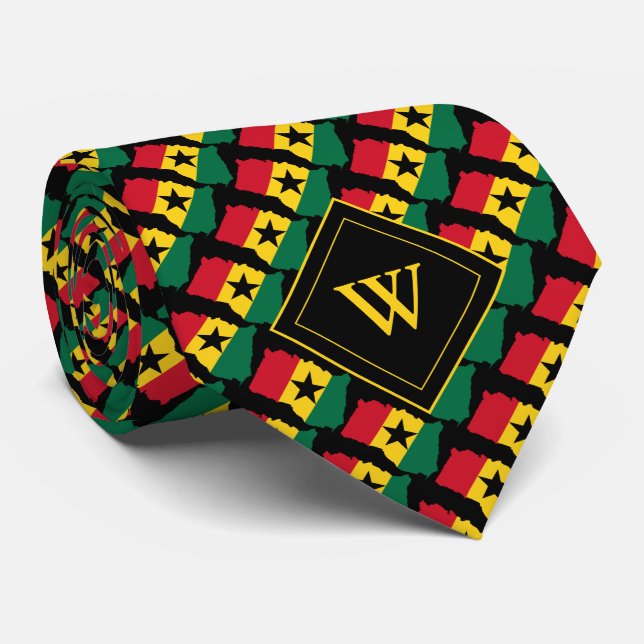 GHANA Christlich Scripting Monogram Black Krawatte (Gerollt)