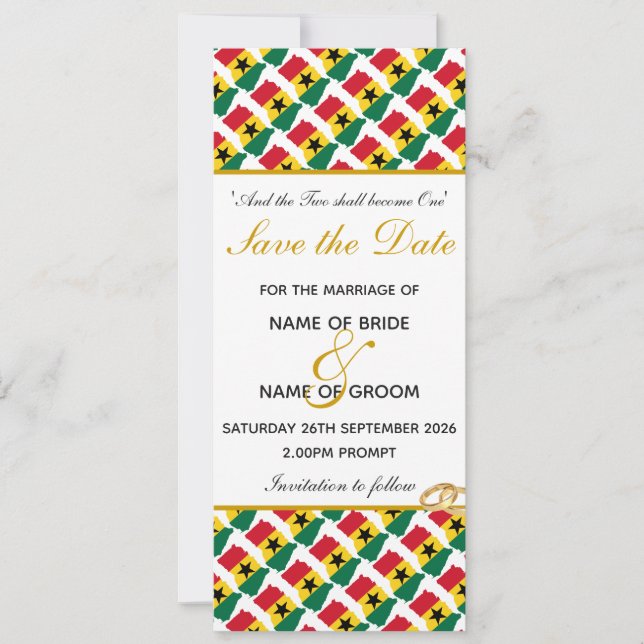GHANA Christliche Hochzeitsfeier Save The Date (Vorderseite)