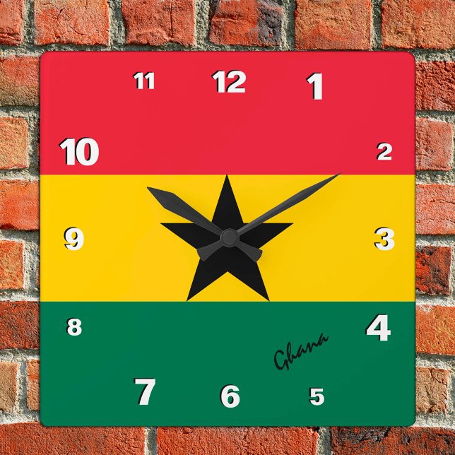 Ghana Clock, patriotische Zuhause, Ghanaische Flag Quadratische Wanduhr (Von Creator hochgeladen)