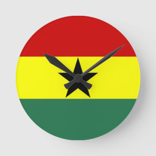 ghana country flag clock runde wanduhr