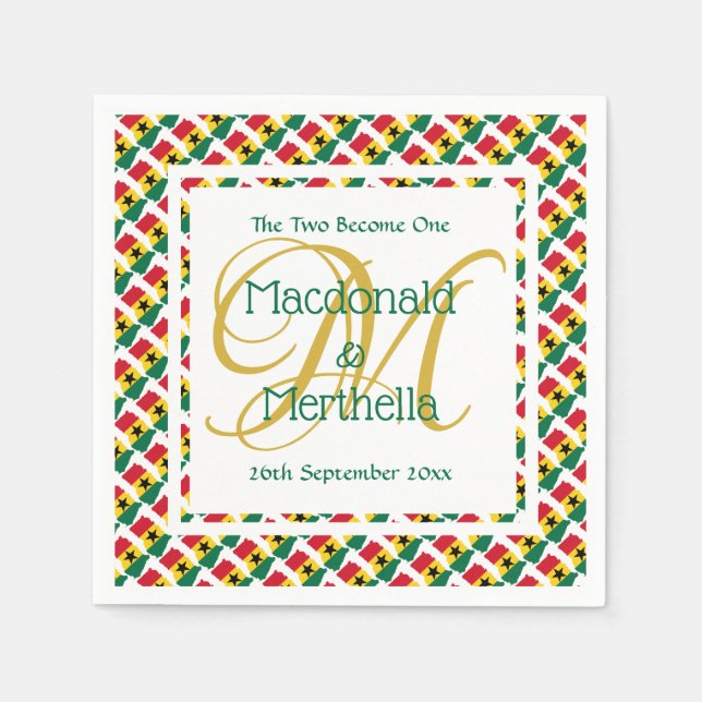 GHANA Custom Monogram Wedding Celebration Paper Serviette (Vorderseite)