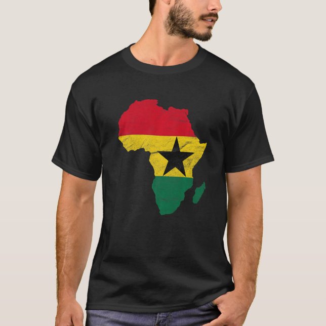 Ghana Flag Afrika Kontinentales Silhouette Geschen T-Shirt (Vorderseite)
