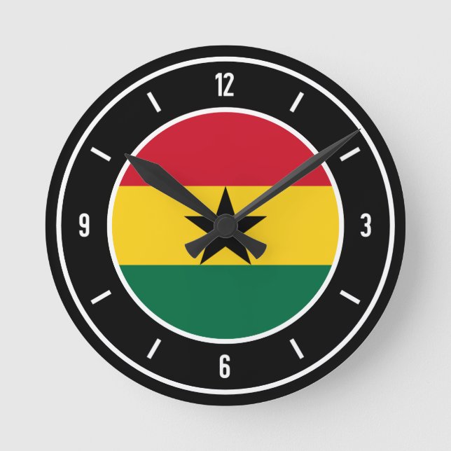 Ghana Flag Elegant Runde Wanduhr (Vorderseite)