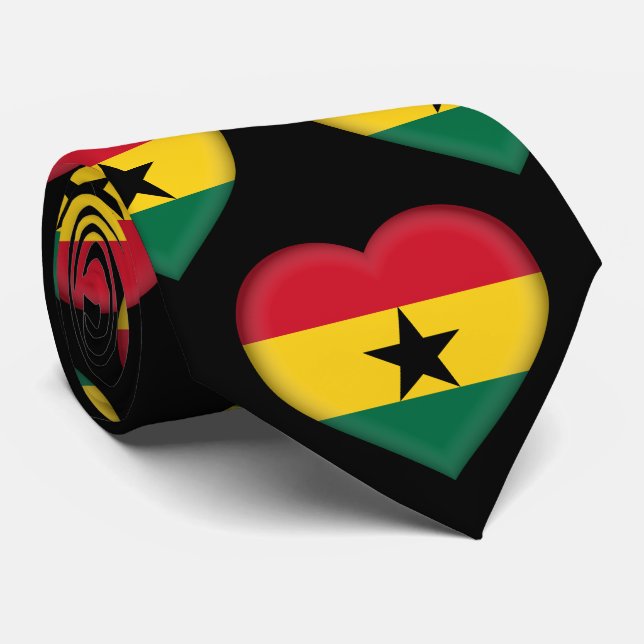 Ghana Flag Farben Herzmuster Neck Tie Krawatte (Gerollt)