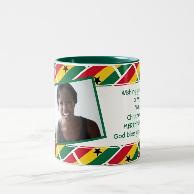 GHANA FLAG Foto-Vorlage Ihren Text hinzufügen Zweifarbige Tasse (Mittel)
