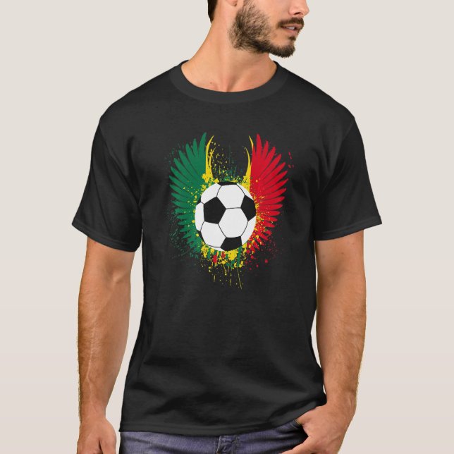 Ghana Flag Fußball Fußball Wings Ghanaischer Fußba T-Shirt (Vorderseite)