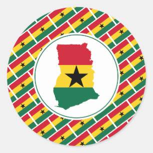 GHANA FLAG Ghanaische Karte Stilvoll Patriotisch Runder Aufkleber