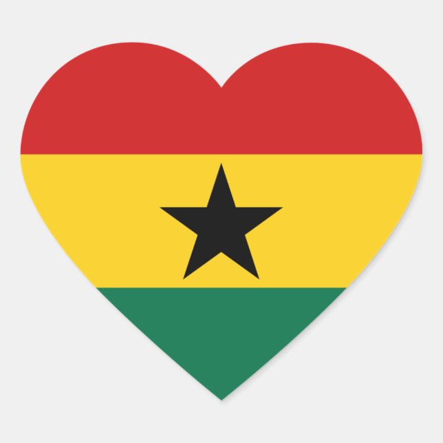 Ghana Flag Heftsticker Herz-Aufkleber (Vorderseite)