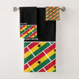 GHANA FLAG Individualisierte Schrift BLACK Ghanaia Badhandtuch Set