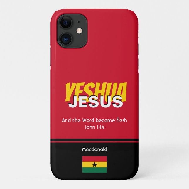 Ghana Flag JESUS YESHUA Scripting Personalisiert Case-Mate iPhone Hülle (Rückseite)