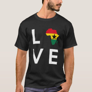 Ghana Flag Liebe Afrika Kontinentale Silhouette fü T-Shirt