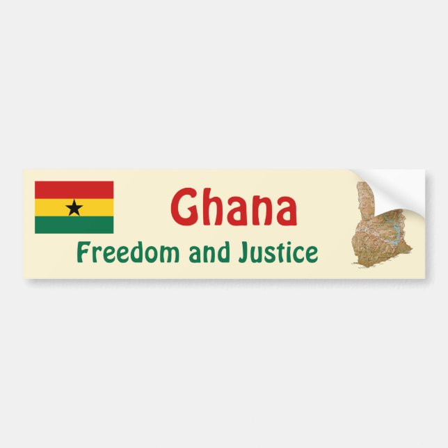 Ghana Flag + Map Autoaufkleber (Vorne)