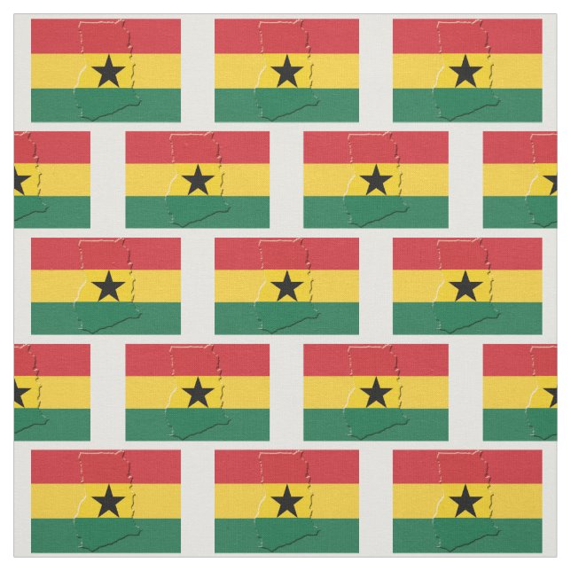 GHANA FLAG Map Kontur Stoff (Muster)