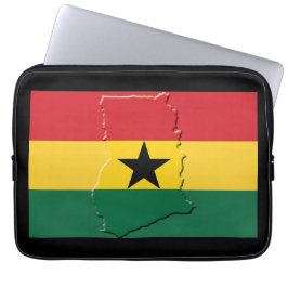 GHANA Flag Map Patriotic Computer BLACK Laptopschutzhülle
