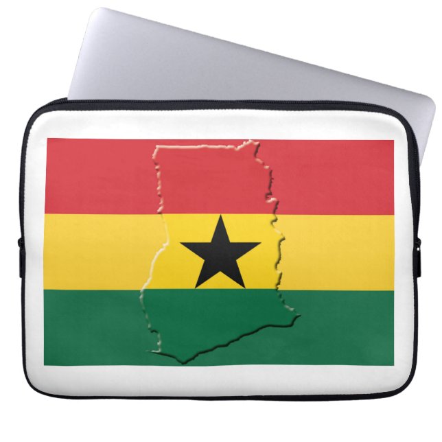 GHANA Flag Map Patriotic Computer Laptopschutzhülle (Vorderseite)