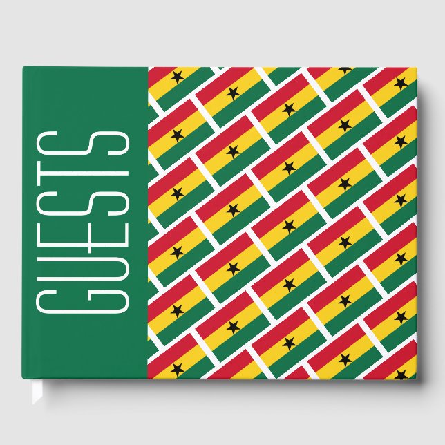 GHANA FLAG Patriotic maßgeschneidert GREEN Ghanaia Gästebuch (Vorderseite)