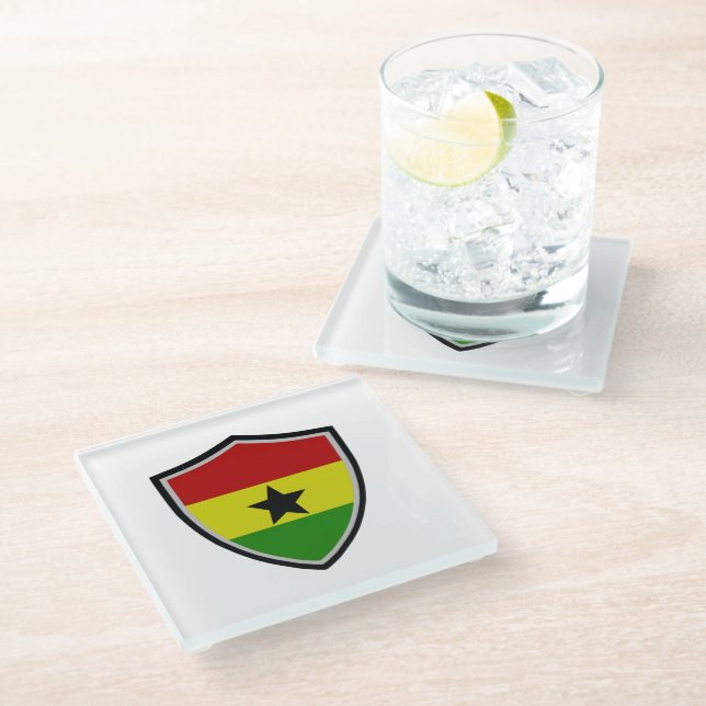 Ghana-Flagge Glasuntersetzer (Schrägansicht)