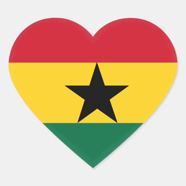 Ghana-Flagge Herz-Aufkleber (Vorderseite)