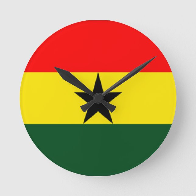 Ghana-Flagge Runde Wanduhr (Vorderseite)