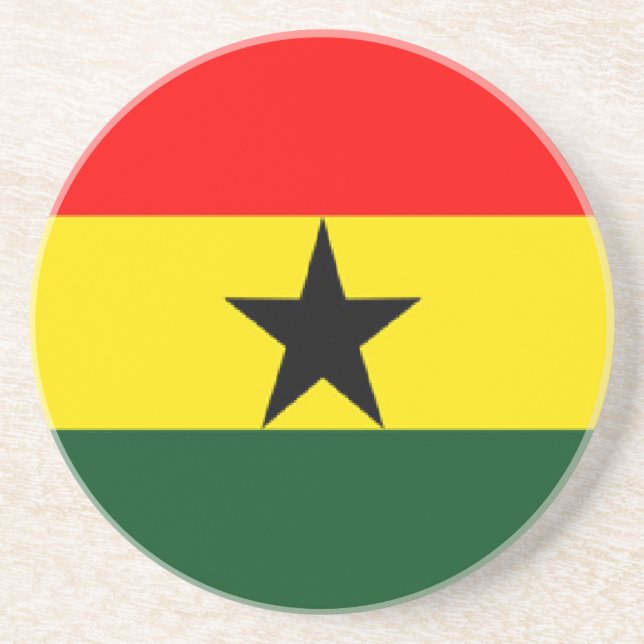 Ghana-Flagge Sandstein Untersetzer (Vorne)